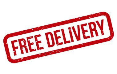 Bedava Teslimat Kauçuk Damgası. Kırmızı Beleş Teslimat Kauçuk Grunge Mühür Vektör İllüstrasyonu - Vektör