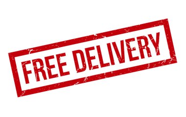 Bedava Teslimat Kauçuk Damgası. Kırmızı Beleş Teslimat Kauçuk Grunge Mühür Vektör İllüstrasyonu - Vektör