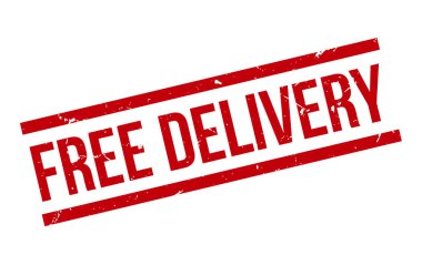Bedava Teslimat Kauçuk Damgası. Kırmızı Beleş Teslimat Kauçuk Grunge Mühür Vektör İllüstrasyonu - Vektör