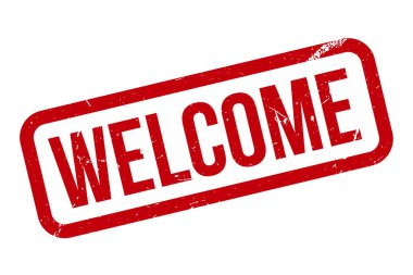 Hoş geldiniz Grunge Lastik Damgası Beyaz Arkaplanda, Vektör İllüstrasyonu