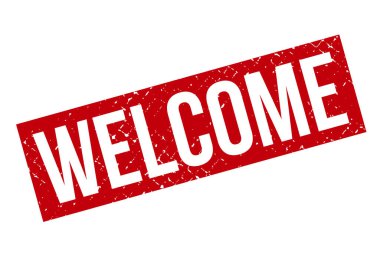 Kızıl Grunge Hoşgeldin Kauçuk Damgası Beyaz Arkaplanda İzole Edildi