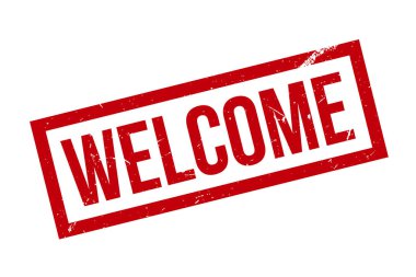 Hoş geldiniz Grunge Lastik Damgası Beyaz Arkaplanda, Vektör İllüstrasyonu