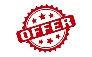 Lastik Damga 'yı teklif et. Kırmızı Teklif Kauçuk Grunge Mühür Vektör İllüstrasyonu - Vektör