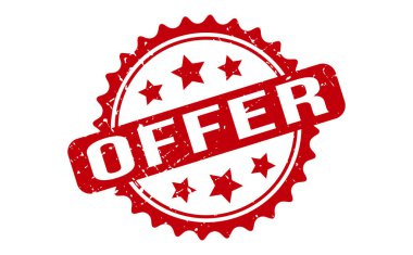 Lastik Damga 'yı teklif et. Kırmızı Teklif Kauçuk Grunge Mühür Vektör İllüstrasyonu - Vektör