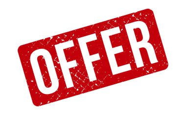 Lastik Damga 'yı teklif et. Kırmızı Teklif Kauçuk Grunge Mühür Vektör İllüstrasyonu - Vektör