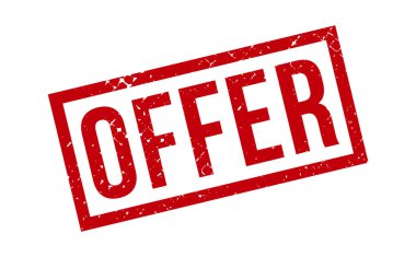 Lastik Damga 'yı teklif et. Kırmızı Teklif Kauçuk Grunge Mühür Vektör İllüstrasyonu - Vektör