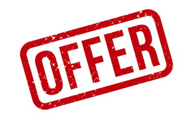 Lastik Damga 'yı teklif et. Kırmızı Teklif Kauçuk Grunge Mühür Vektör İllüstrasyonu - Vektör