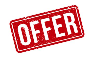 Lastik Damga 'yı teklif et. Kırmızı Teklif Kauçuk Grunge Mühür Vektör İllüstrasyonu - Vektör