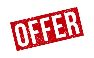 Lastik Damga 'yı teklif et. Kırmızı Teklif Kauçuk Grunge Mühür Vektör İllüstrasyonu - Vektör