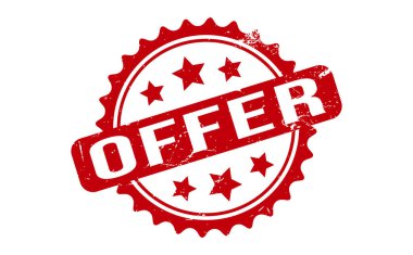 Lastik Damga 'yı teklif et. Kırmızı Teklif Kauçuk Grunge Mühür Vektör İllüstrasyonu - Vektör