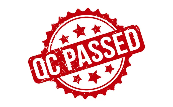 QC, Kauçuk Damgası 'nı geçti. Kırmızı QC Kauçuk Grunge Mühür Vektör Resmini Geçirdi - Vektör