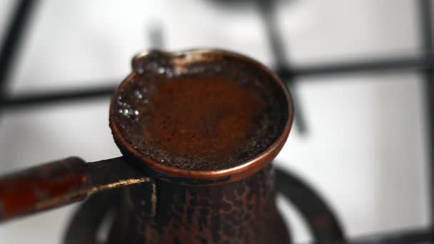 Boiled Coffee Preparing in Vintage Turka — Stock Video