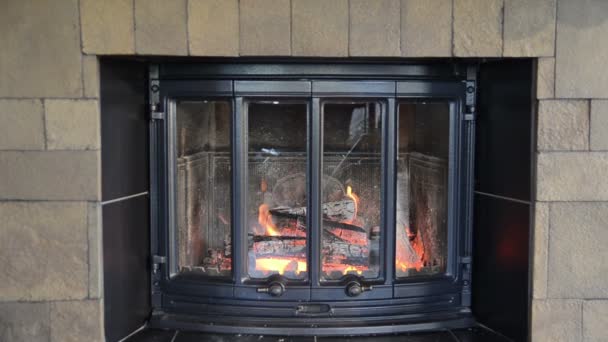 暖炉で火が燃える — ストック動画