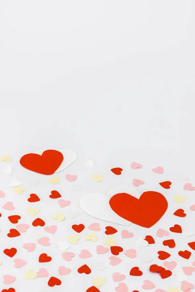 Beautiful valentines day background with red hearts — Stock Photo, Image