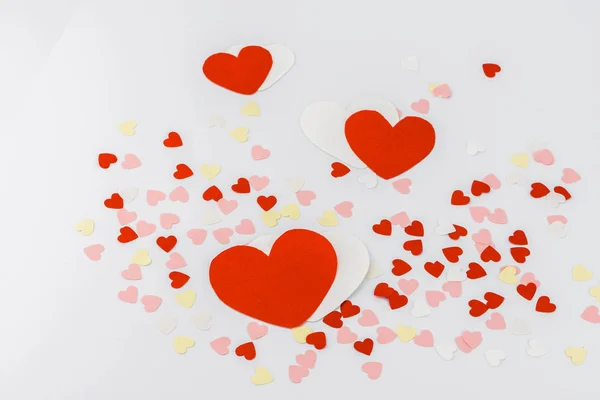 Schöner Valentinstag Hintergrund mit roten Herzen — Stockfoto