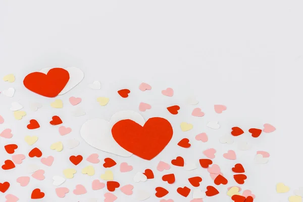 Vackra alla hjärtans dag bakgrund med röda hjärtan — Stockfoto