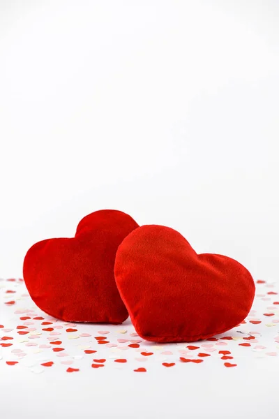 Valentinstag und Herzkissen — Stockfoto