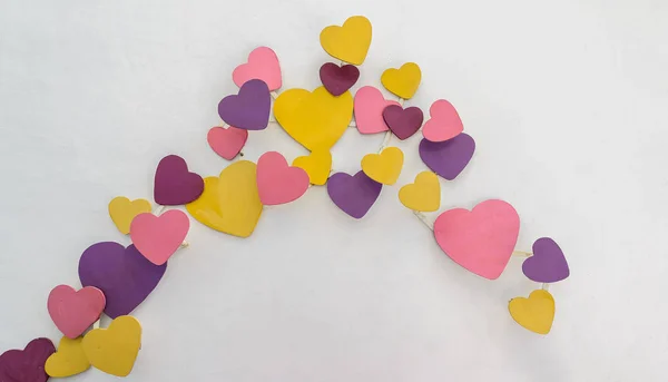 Μωβ καρδιά πολύχρωμη διακόσμηση — Φωτογραφία Αρχείου