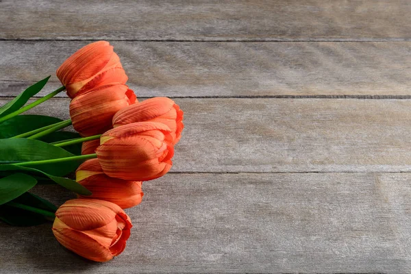 Mooie tulpen op houten achtergrond — Stockfoto