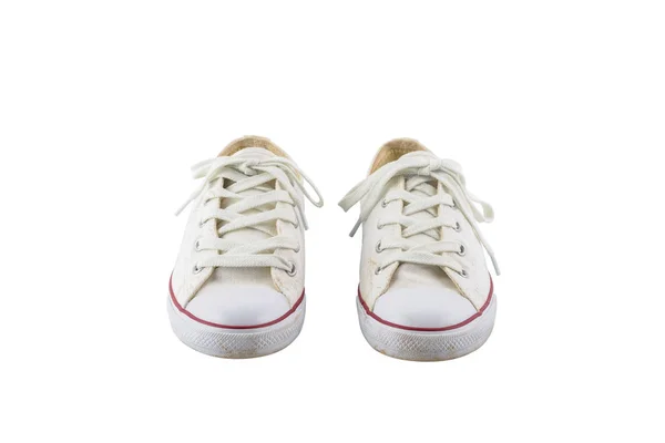 Белые кроссовки на белом фоне — стоковое фото