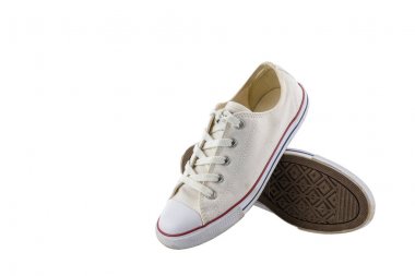 Beyaz arka plan üzerinde izole ayakkabı beyaz canvas