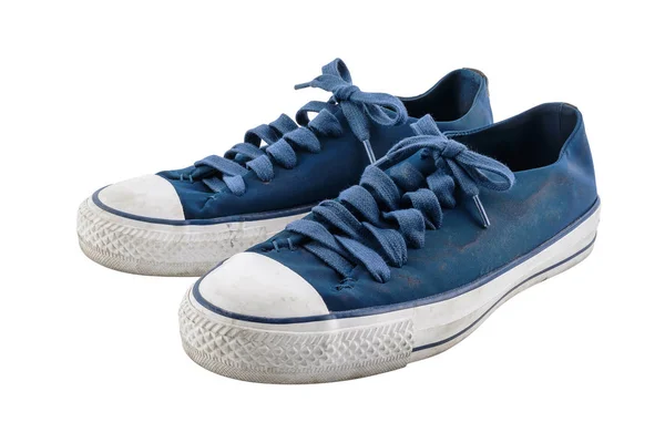 Blue canvas shoes isolated on white background — Stock Photo, Image
