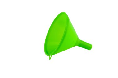 plastik su beyaz arka plan üzerinde izole huni doldurma