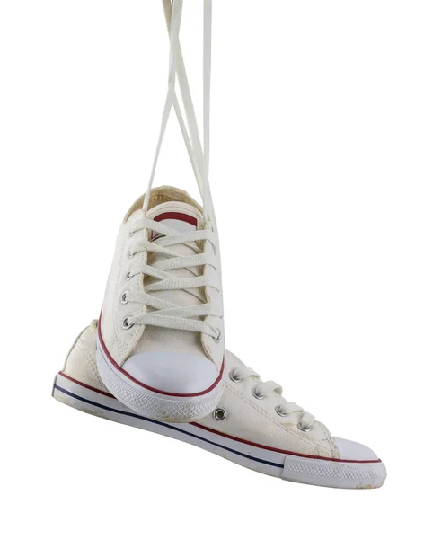 Białe płótno buty na białym tle — Zdjęcie stockowe