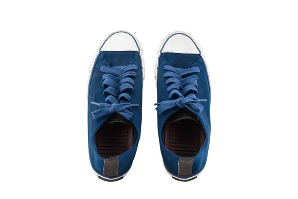 Sapatos de lona azul isolado no fundo branco — Fotografia de Stock
