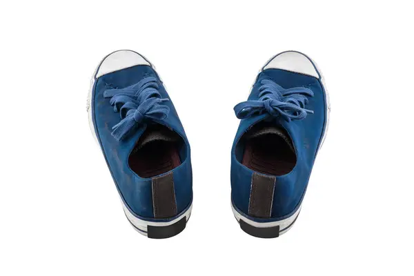 Παπούτσια μπλε καμβά που απομονώνονται σε λευκό φόντο — Φωτογραφία Αρχείου