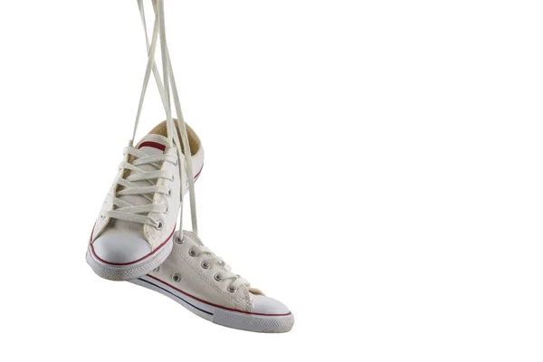 Białe płótno buty na białym tle — Zdjęcie stockowe