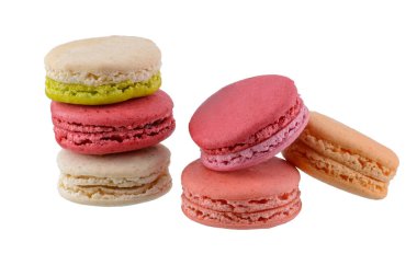 Tatlı ve renkli Fransızca macaroons veya macaron, tatlı izole
