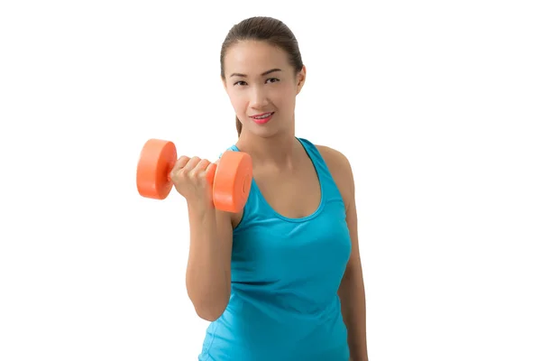 Mujer haciendo ejercicio con un peso de mancuerna —  Fotos de Stock