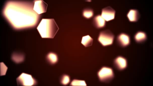Abstrakter Hintergrund Mit Animation Zeitlupe Zarter Orangeroter Hexagon Bokeh Lichter — Stockvideo