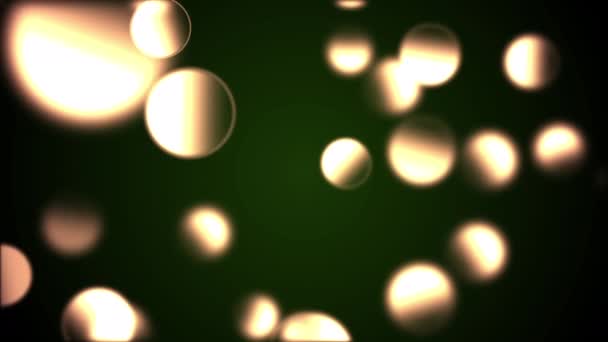 Fond abstrait avec animation au ralenti de délicates lumières bokeh Green Orange Hexagon. 4K 
