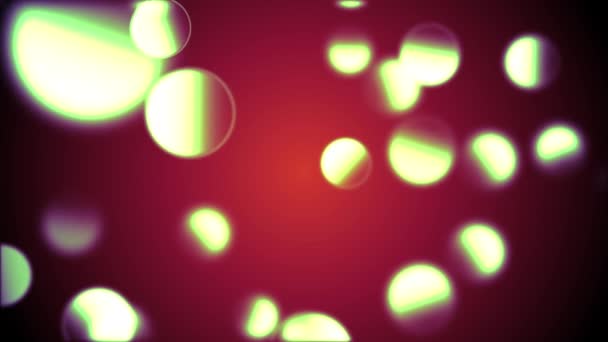 抽象背景与动画慢动作微妙的红色绿色六角散景灯 — 图库视频影像
