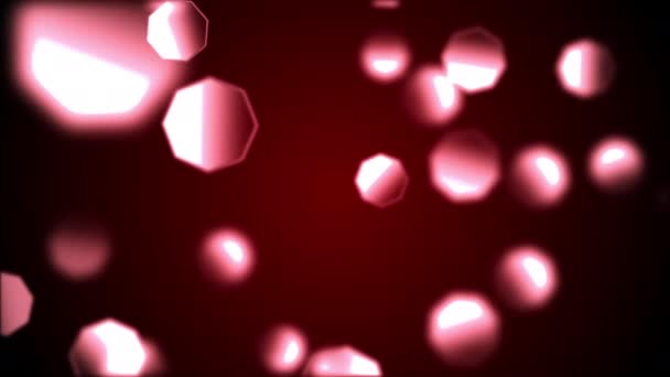 抽象背景与动画慢动作微妙的红色八角形散景灯 — 图库视频影像