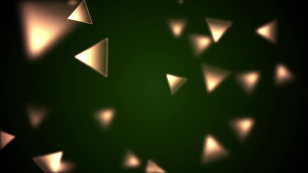 抽象背景与动画慢动作的微妙的绿色橙色三角形散景灯 — 图库视频影像