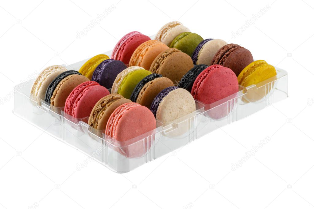 Sweet and colourful french macaroons or macaron, Dessert isolate