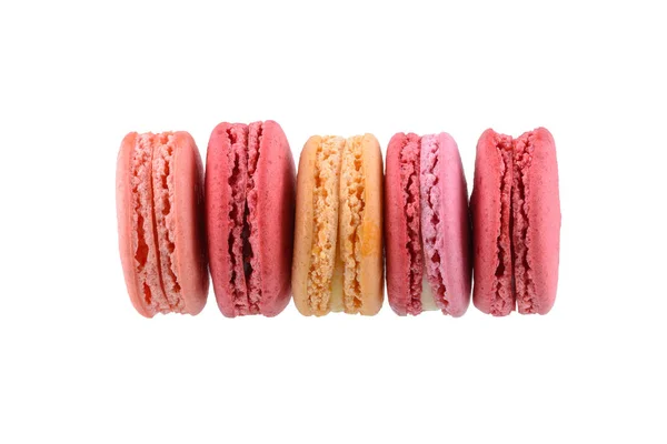 Macaroons ou macarons franceses doces e coloridos, isolados de sobremesa — Fotografia de Stock