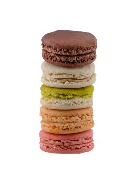 Tatlı ve renkli Fransızca macaroons veya macaron, tatlı izole