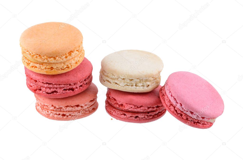Sweet and colourful french macaroons or macaron, Dessert isolate