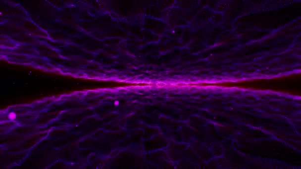 Welle Teilchen Hintergrund Abstrakte Violette Punkte Welle Bilden Polygonalen Dreidimensionalen — Stockvideo