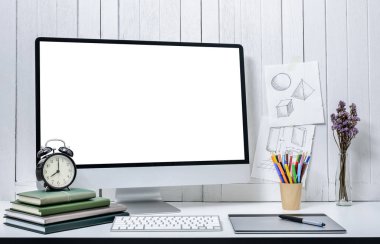 çalışma alanı arka plan boş beyaz ekran moder ile tasarımcılar için