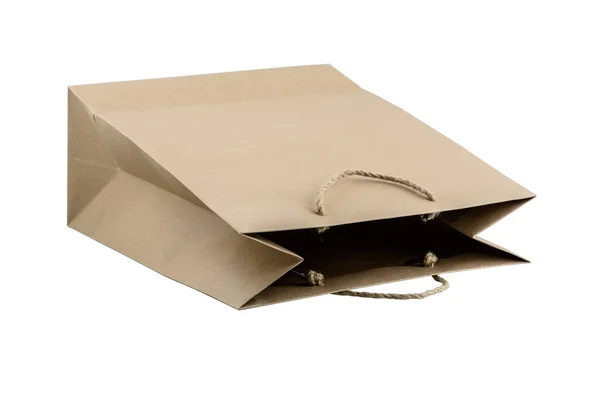 Blank Brown Paper Bag Isolated on White Fone — стоковое фото