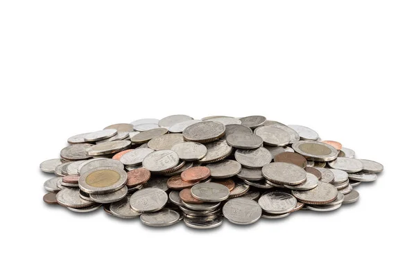 Beyaz arkaplanda izole edilmiş bir bozuk para yığını — Stok fotoğraf