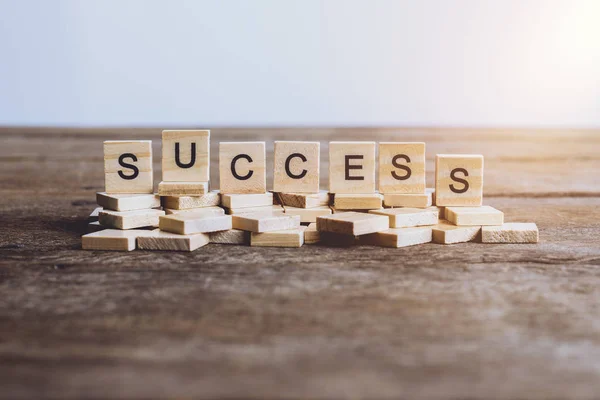 Words SUCCESS made with block wooden letters. Wood abc — Stock Photo, Image