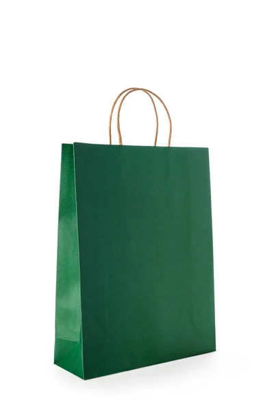 Mockup Blank Green Paper Shopping Bags Isolated White Background Clipping — ストック写真