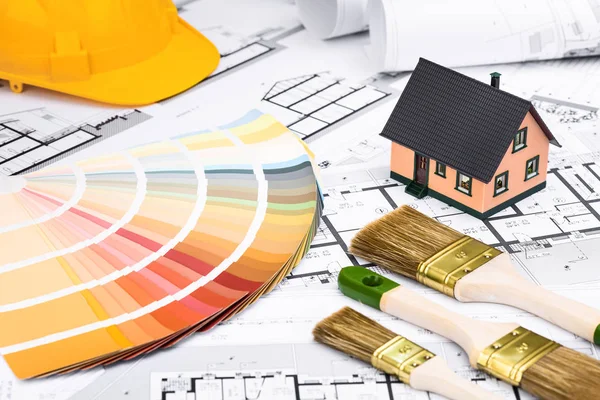 Plany budowy z wybielanie palety kolorów narzędzia i Mi — Zdjęcie stockowe