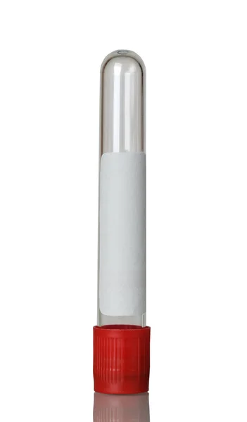 Стерильный флакон для сбора крови для анализа, выделенный на белом — стоковое фото